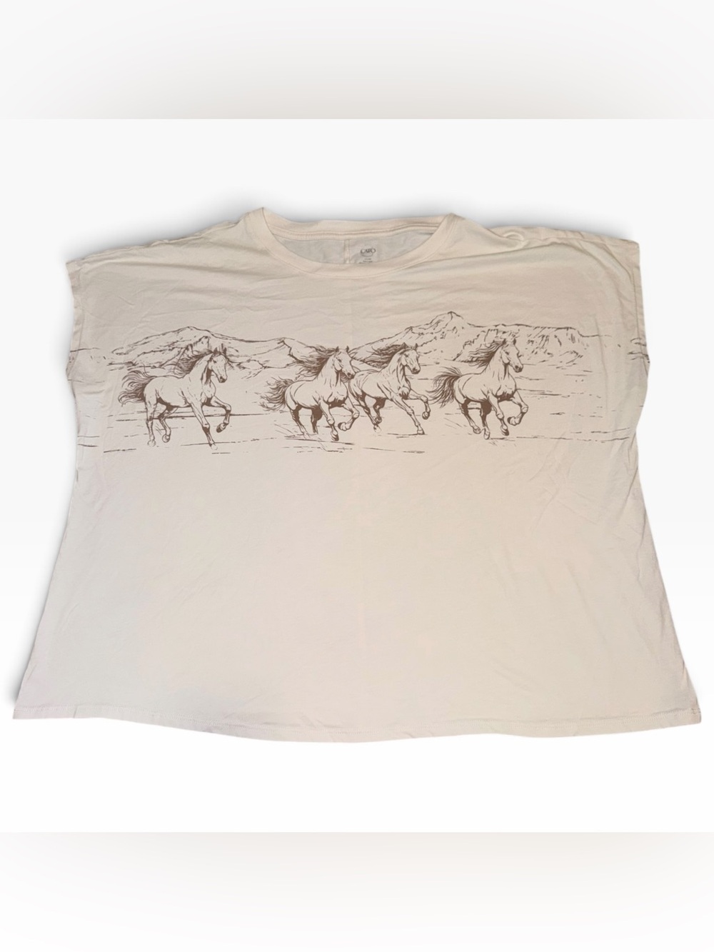 Cato Cream Tank Top with Running Horse Graphic